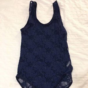 American Apparel Blue Lace Bodysuit Small Medium